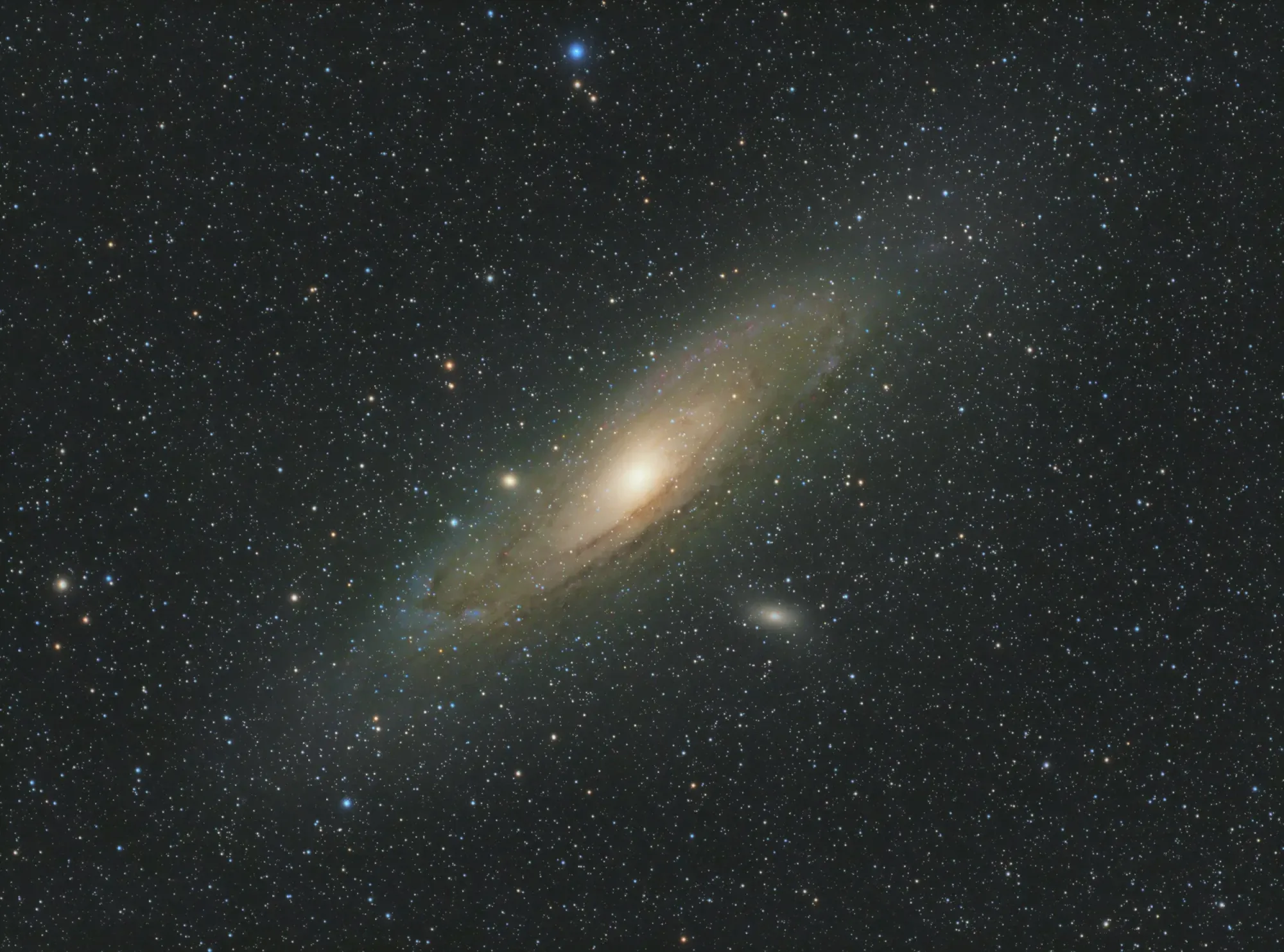  Andromeda Galaxy, shot with a  51mm telescope . No large scope could capture this image. It took a small one to fit in the full field of view. 