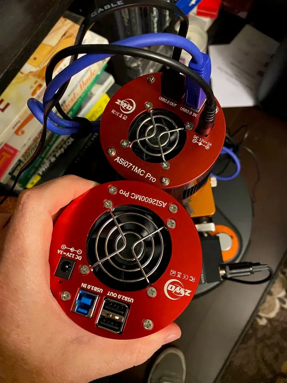  Size comparison between the new and old camera. The ASI2600 is significantly larger. 