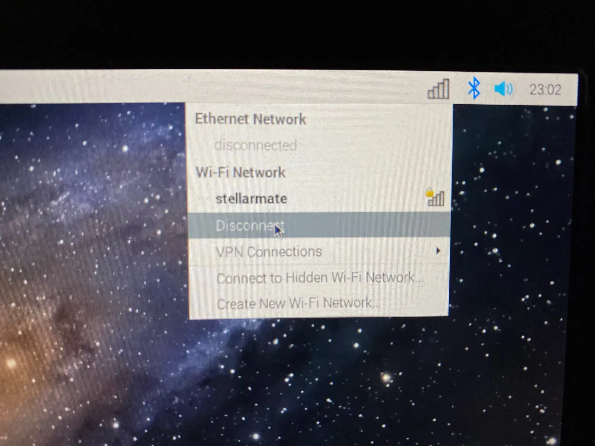  Select “Disconnect” to disconnect from the stellarmate WIFI. 