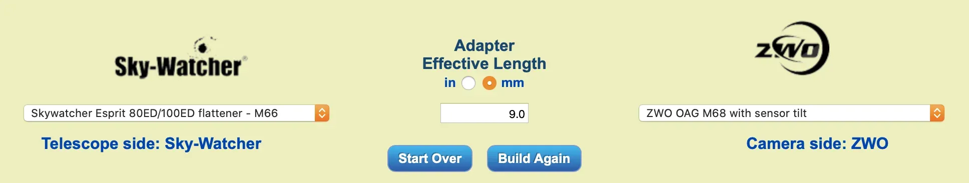  The Precise Parts setting I used for this new adapter. 