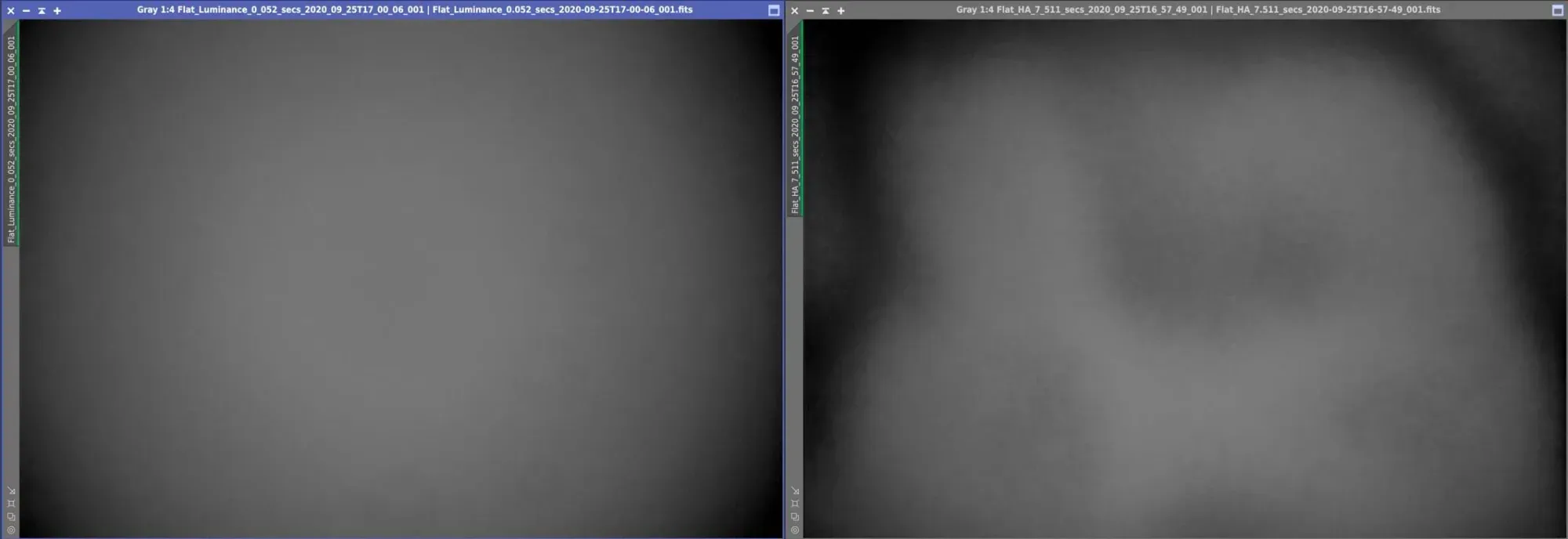  Luminance flat on the left, and HA flat on the right for the ASI294MM-Pro. 