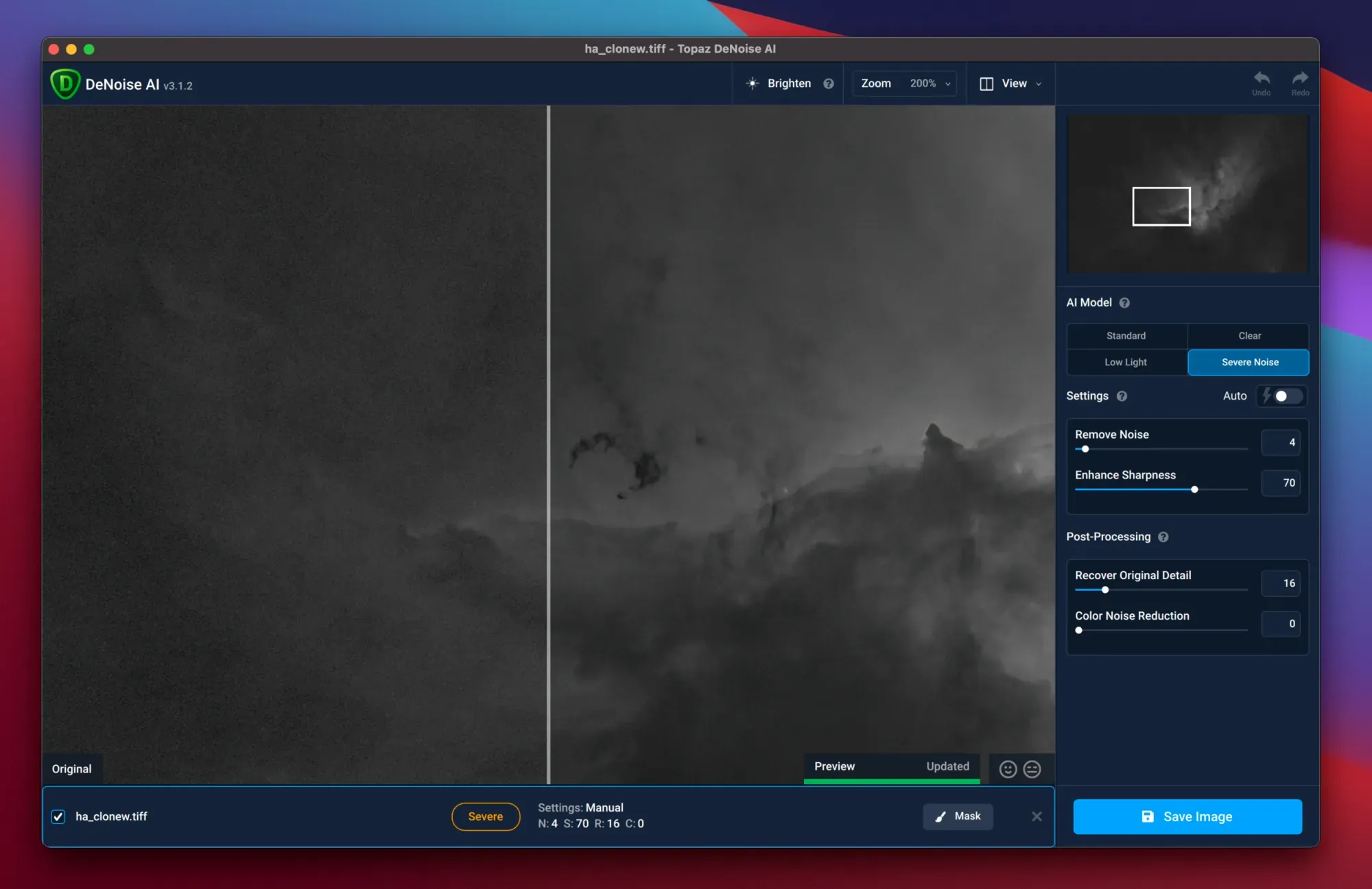  Topaz Denoise AI is extremely effective at removing noise from an image. 