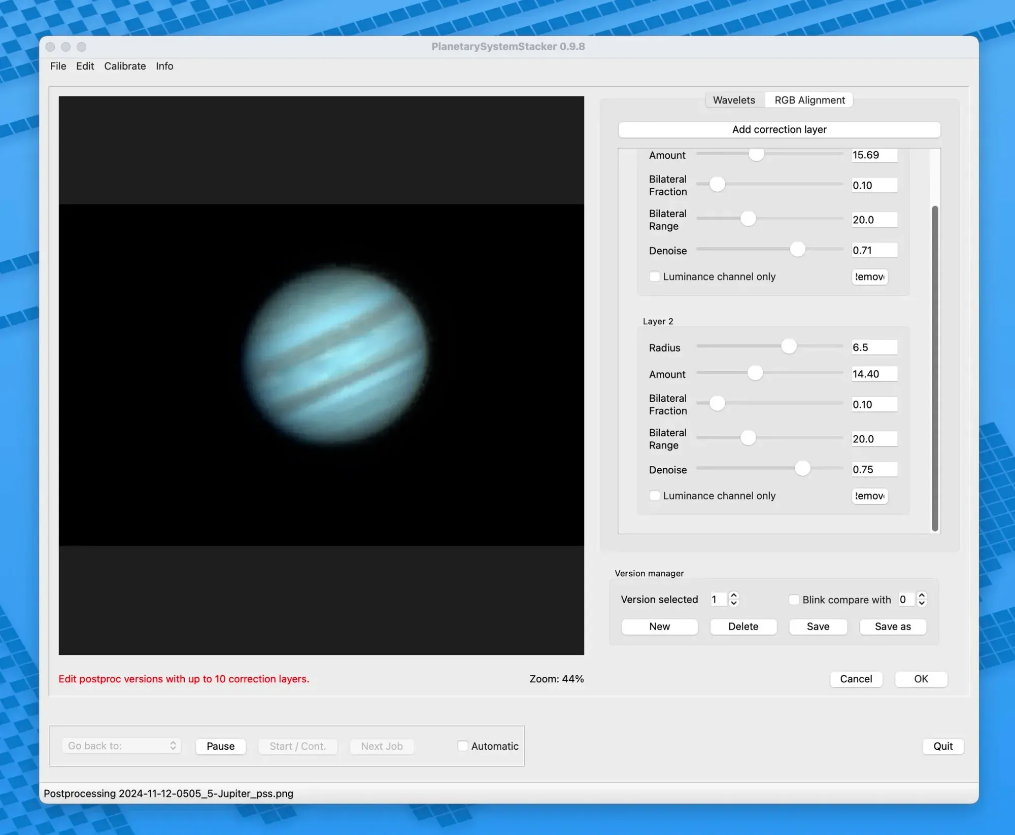  Wavelets processing, so this application also replaces Registax from the PC world. 
