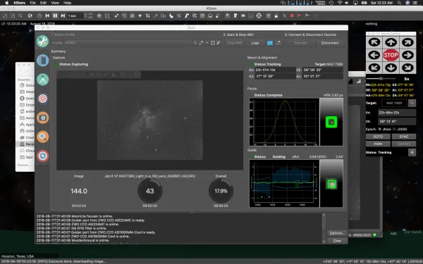Using the EKOS sequencer to capture the Wizard Nebula (NGC7380) on the Mac
